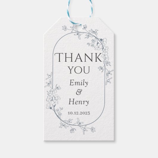 Minimalistische moderne bloemrijke elegante bruilo cadeaulabel (Voorkant)