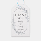 Minimalistische moderne bloemrijke elegante bruilo cadeaulabel (Achterkant)