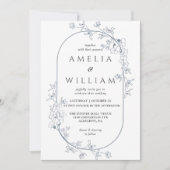 Minimalistische moderne bloemrijke elegante bruilo kaart (Voorkant)