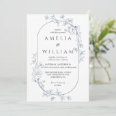 Minimalistische moderne bloemrijke elegante bruilo kaart (Staand voorkant)