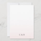 Minimalistische moderne blush roze fade chique bru kaart (Achterkant)
