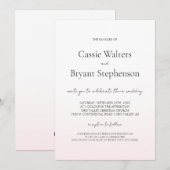 Minimalistische moderne blush roze fade chique bru kaart (Voorkant / Achterkant)