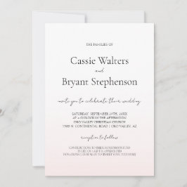 Minimalistische moderne blush roze fade chique bru kaart