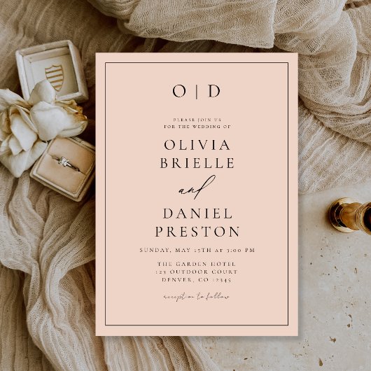 Minimalistische Moderne Blush Roze Kalligrafie Tro Kaart