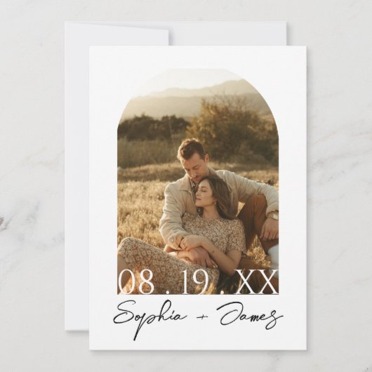 Minimalistische moderne Boho Arch foto bruiloft Kaart (Voorkant)