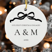 Minimalistische moderne boog eerste kerst verloofd keramisch ornament