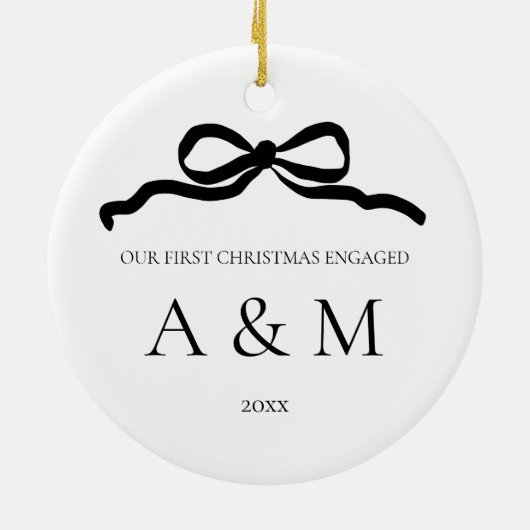 Minimalistische moderne boog eerste kerst verloofd keramisch ornament (Achterkant)