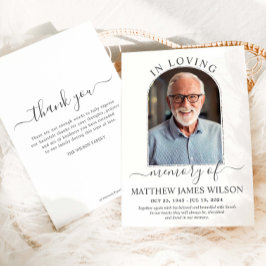 Minimalistische Moderne Boog Foto Begrafenis Memor Bedankkaart