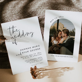 Minimalistische moderne boog foto elegante bruilof kaart