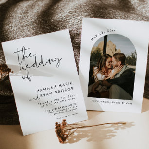 Minimalistische moderne boog foto elegante bruilof kaart