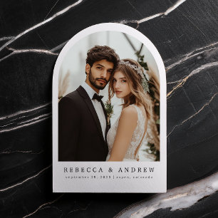 Minimalistische Moderne Boog Foto Huwelijksaankond Kaart