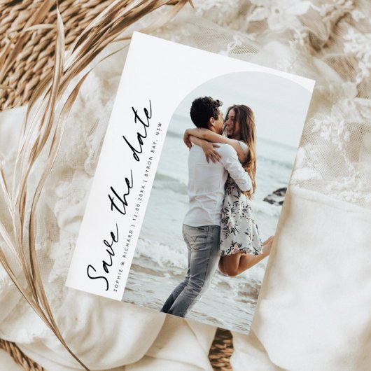 Minimalistische moderne boog foto Save the Date Kaart