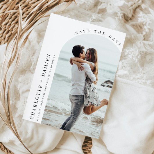 Minimalistische moderne boog foto Save the Date Kaart