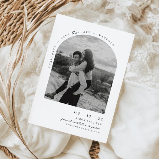 Minimalistische moderne boog foto Save the Date  Kaart
