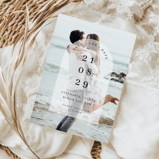 Minimalistische moderne boog foto Save the Date  Kaart