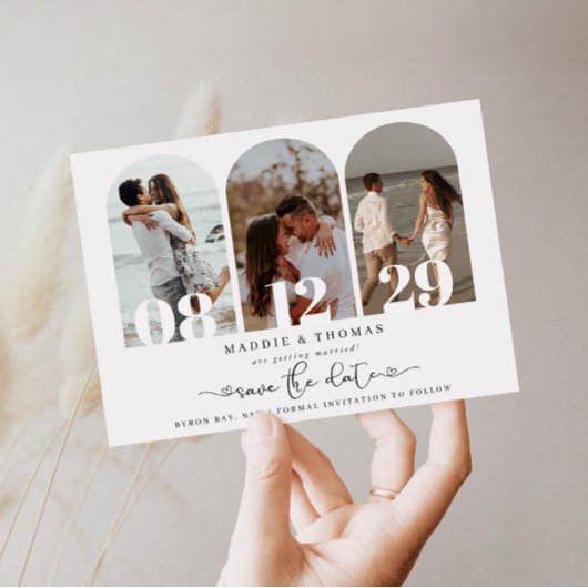 Minimalistische moderne boog foto Save the Date Kaart