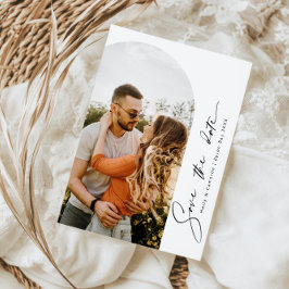 Minimalistische moderne boog foto Save the Date ui Kaart