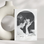 Minimalistische moderne boog twee foto kerstbrief feestdagenkaart