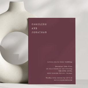 Minimalistische moderne bordeauxrode schrijfmachin kaart