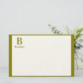 Minimalistische moderne border monogram briefpapier (Staand voorkant)