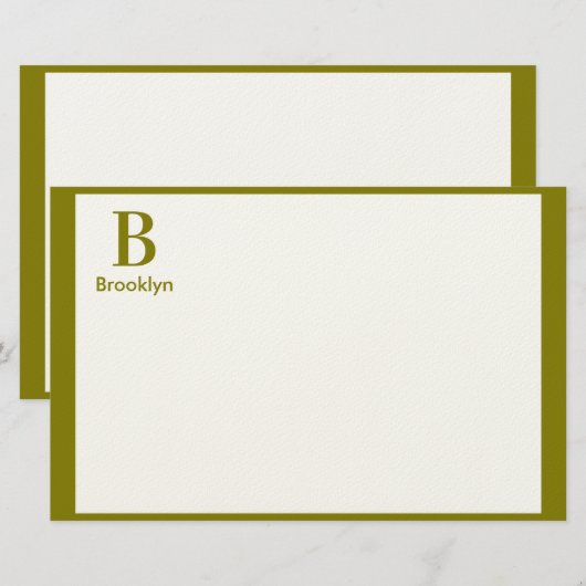 Minimalistische moderne border monogram briefpapier (Voorkant / Achterkant)