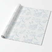 Minimalistische moderne botanische blauwe bladeren cadeaupapier (Uitgerold)