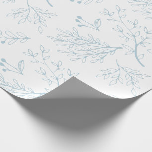 Minimalistische moderne botanische blauwe bladeren cadeaupapier