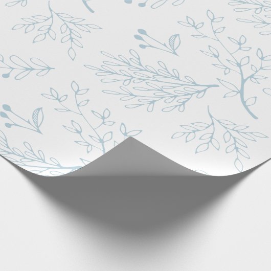 Minimalistische moderne botanische blauwe bladeren cadeaupapier (Hoek)
