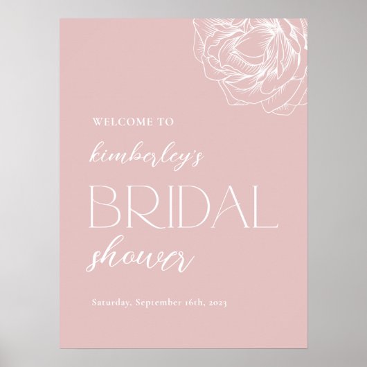 Minimalistische moderne bruidsshower welkomstbord poster (Voorkant)
