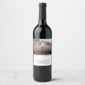 Minimalistische moderne bruiloft aankondiging foto wijn etiket (Voorkant)