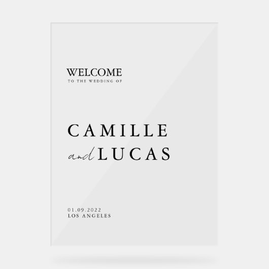 Minimalistische moderne bruiloft Acryl Welkomstbor Acryl Bord (Voorkant)