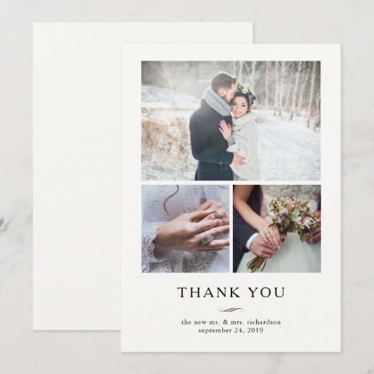 Minimalistische moderne bruiloft bedankt | Drie fo (Voorkant / Achterkant)