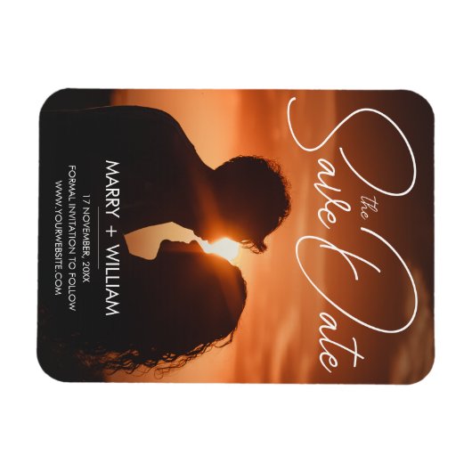 Minimalistische moderne bruiloft Bewaar de datum F Magneet (Horizontaal)