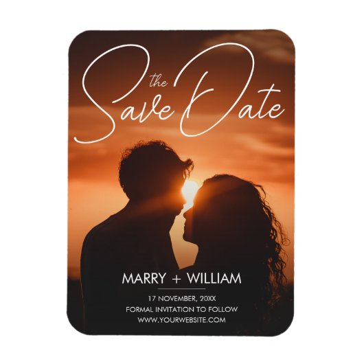 Minimalistische moderne bruiloft Bewaar de datum F Magneet (Verticaal)