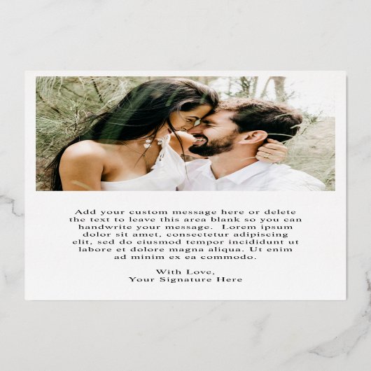 Minimalistische moderne bruiloft Bewaar de datum Folie Uitnodiging (Achterkant)