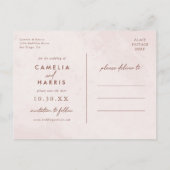 Minimalistische moderne bruiloft Bewaar de datum Uitnodiging Briefkaart (Achterkant)