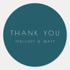 Minimalistische moderne bruiloft - Dank u Blauwgro Ronde Sticker