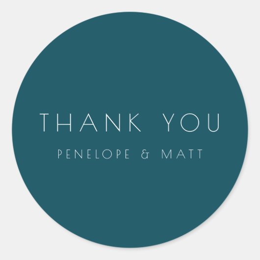 Minimalistische moderne bruiloft - Dank u Blauwgro Ronde Sticker (Voorkant)