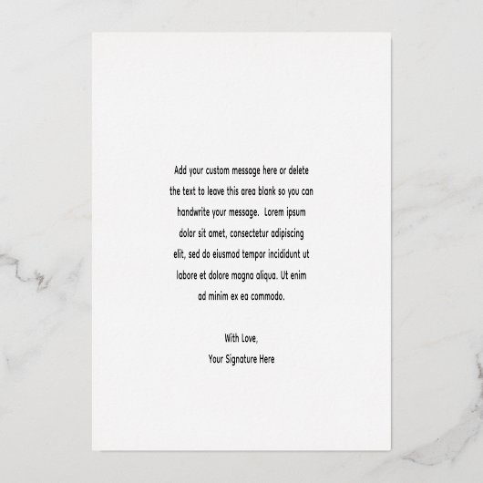 Minimalistische moderne bruiloft dank u folie uitnodiging (Achterkant)