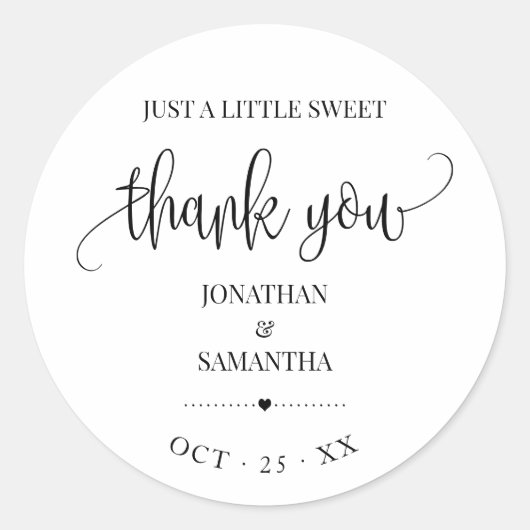 Minimalistische moderne bruiloft dank u gunst ronde sticker (Voorkant)