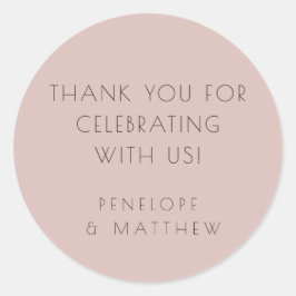 Minimalistische moderne bruiloft dank u stoffige b ronde sticker