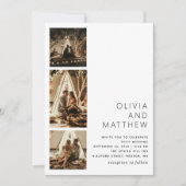 Minimalistische moderne bruiloft | Drie foto's ops Kaart (Voorkant)