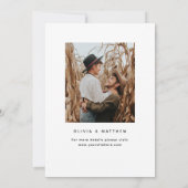Minimalistische moderne bruiloft | Eenvoudige eleg Kaart (Achterkant)