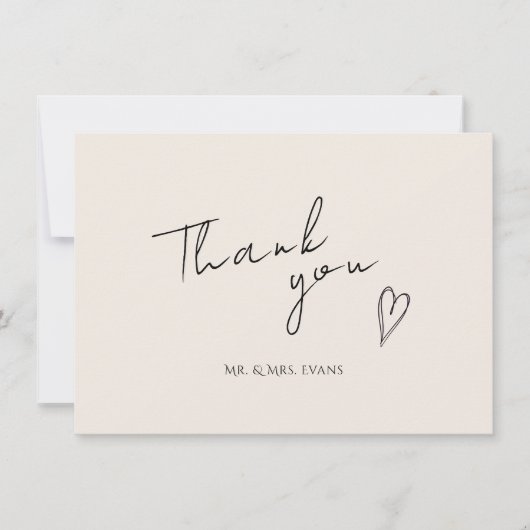 Minimalistische moderne bruiloft flat dank u kaart (Voorkant)