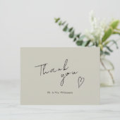 Minimalistische moderne bruiloft flat dank u kaart (Staand voorkant)