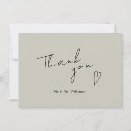 Minimalistische moderne bruiloft flat dank u kaart