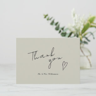 Minimalistische moderne bruiloft flat dank u kaart