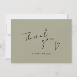 Minimalistische moderne bruiloft flat dank u kaart