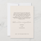 Minimalistische moderne bruiloft flat dank u kaart (Achterkant)