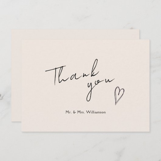 Minimalistische moderne bruiloft flat dank u kaart (Voorkant / Achterkant)